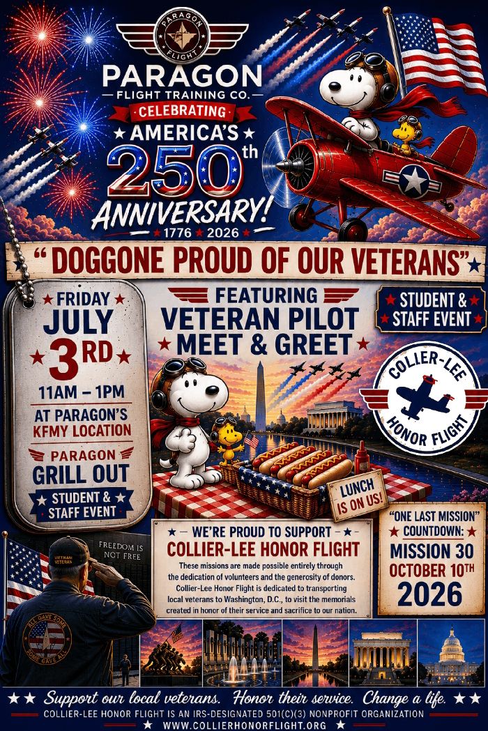 Paragon Flight Training is Celebrating America's 250th Anniversary - July 3, 2026