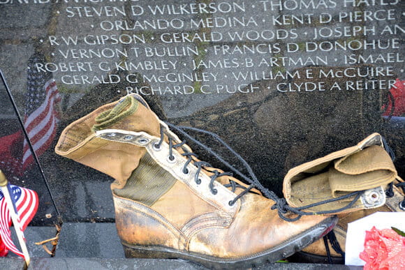 Soldiers boots at memorial